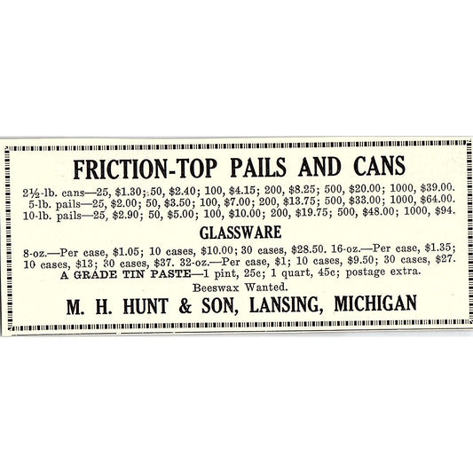 Friction-Top Pails & Cans M.H. & So Lansing Michigan 1926 Ad AG3-M8