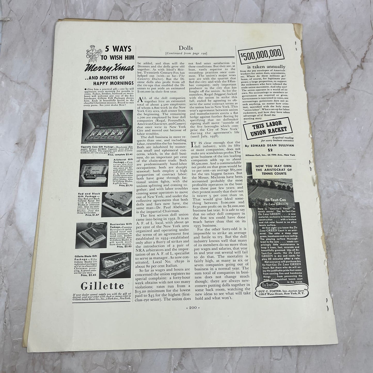 1936 Fortune Magazine Story - Dolls - Made in America How Dolls are Made FL6-7