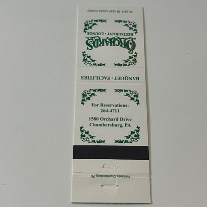 Orchard's Restaurant Lounge Chambersburg PA Vintage Matchbook Cover TB6-MB2-5
