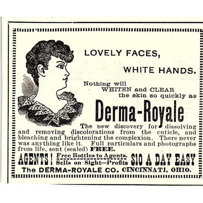 Derma-Royale Whitening Cream Cincinnati OH 1892 Ad AG2-S25