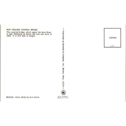 Smith-Eastman Bridge in Spring White Mountains NH Covered Bridge Postcard PC3