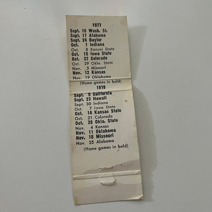 Curt Ralston Co Omaha Nebraska Huskers Football 1977 Schedule Matchbook MB28-2