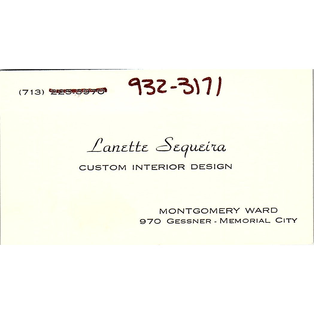 Montgomery Ward Lanette Sequeira  Vintage Business Card SB4-B8