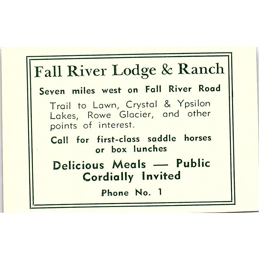 Fall River Lodge & Ranch 1957 Estes Park CO Ad AG4-S10