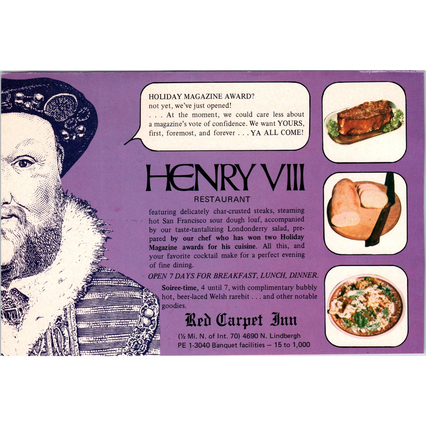 Henry VII Restaurant Red Carpet Inn St. Louis 1971 Magazine Ad AD8-H4