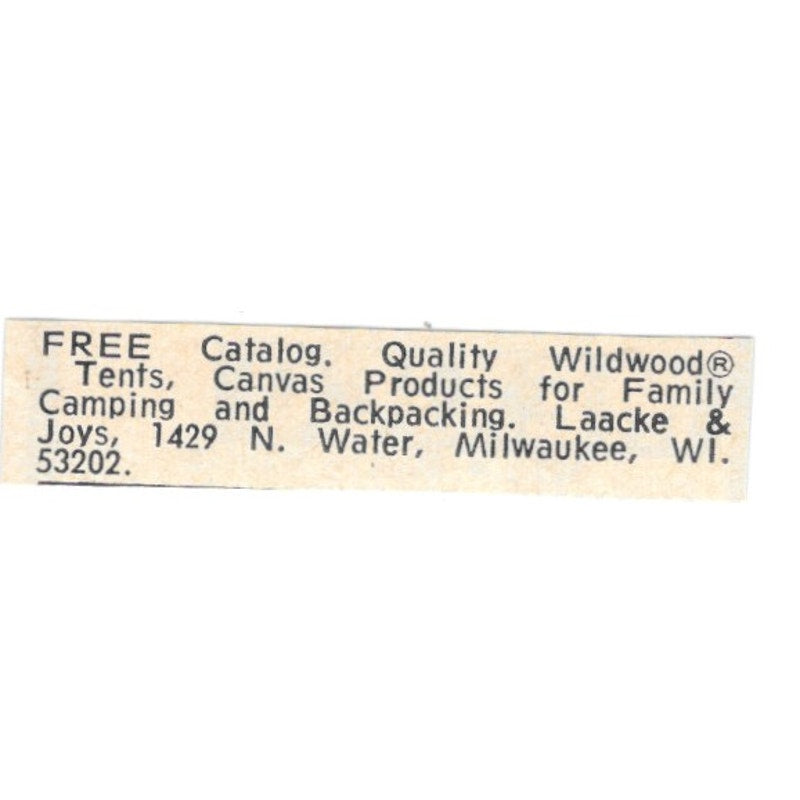 Laacke & Joys Backpacking Camping Milwaukee WI 1977 Ad AF6-S7