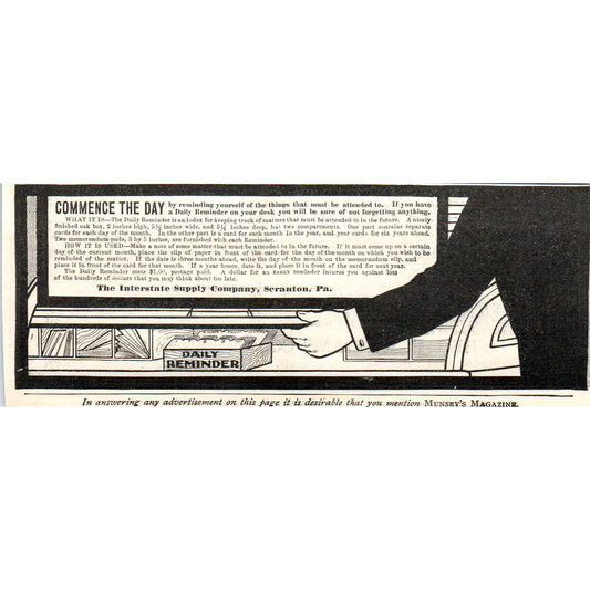 Daily Reminder Interstate Supply Co Scranton PA c1905 Advertisement AE7-A3