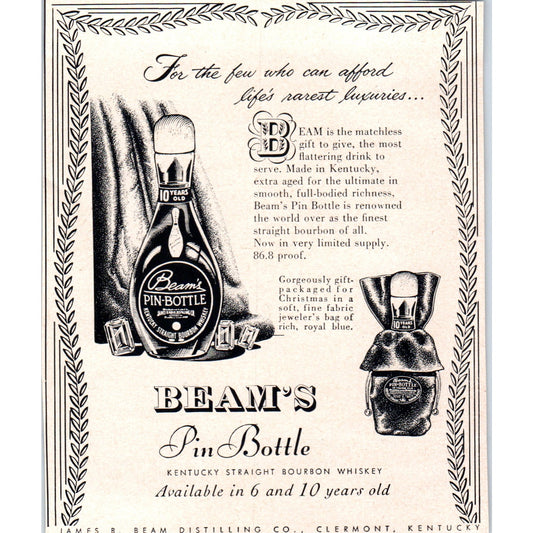 Jim Beam's Bowling Pin Bottle 1951 Magazine Ad AF1-MF1