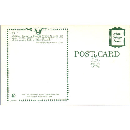 Lattice Pattern Covered Bridge New England Vintage Covered Bridge Postcard PD3