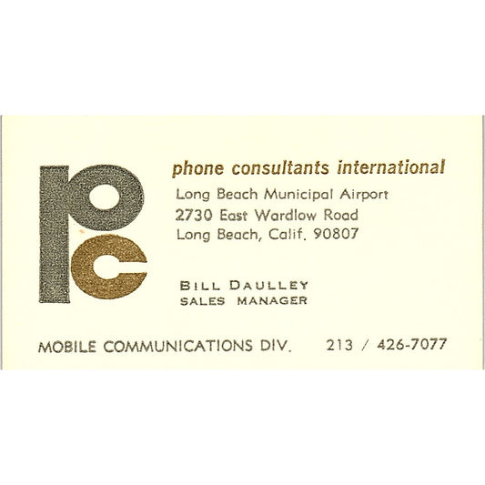 Phone Consultants International Bill Daulley Long Beach Business Card SE3-B16