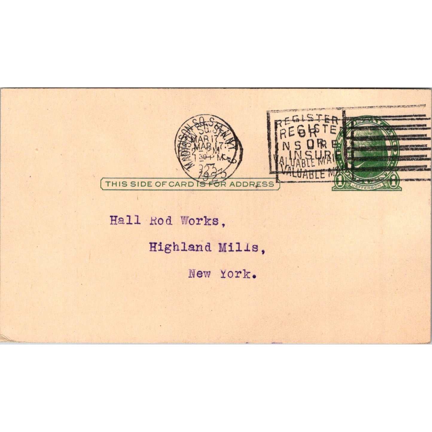 Mitchell-Bissell Co 334 4th Ave 1923 Postal Mailing Card AK1-M3