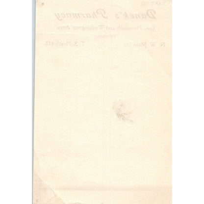 c1910 Danek's Pharmacy Blank Note Minneapolis Minnesota AE2