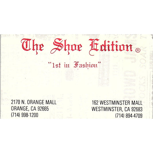 The Shoe Edition Orange Mall CA Vintage Business Card SB4-B7