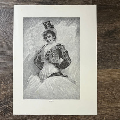 Carmen Victorian Opera Singer Bizet Engraving 1892 Art Print 9x12 V4