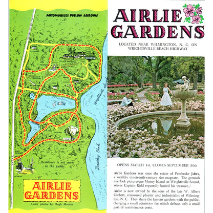 Vintage Airlie Gardens Wilmington NC Fold Out Travel Brochure TF4-B4