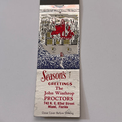 John Winthrop Proctors Miami FL Christmas Vintage Matchbook Cover TB6-MB1-15