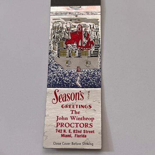 John Winthrop Proctors Miami FL Christmas Vintage Matchbook Cover TB6-MB1-15