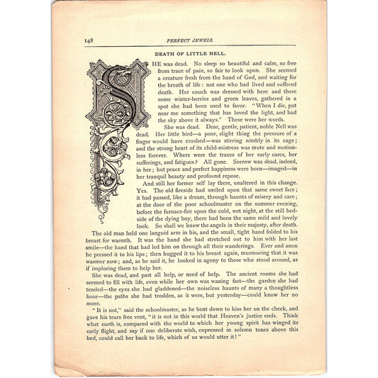 Death of Little Nell Charles Dickens 2 Pages 1884 Poem TA5-CJ-4
