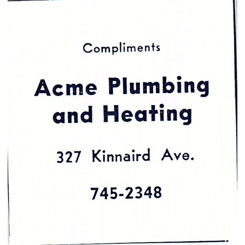Acme Plumbing and Heating 326 Kinnaird Ave Fort Wayne Indiana 1964 Ad AG1-S14