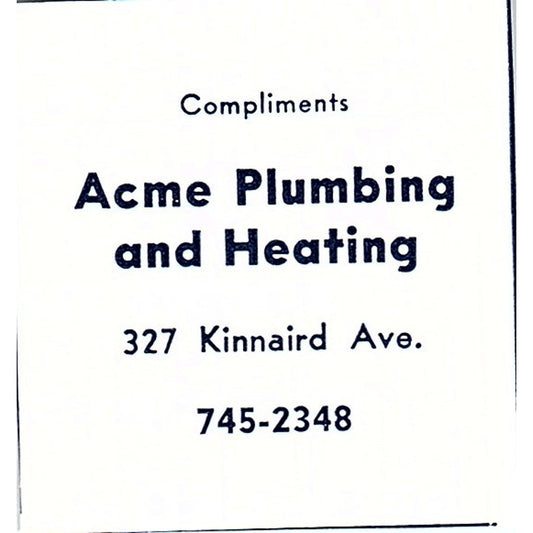 Acme Plumbing and Heating 326 Kinnaird Ave Fort Wayne Indiana 1964 Ad AG1-S14