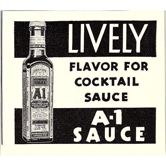 A-1 Lively Flavor for Cocktail Sauce 1940 Ad AF8-M3