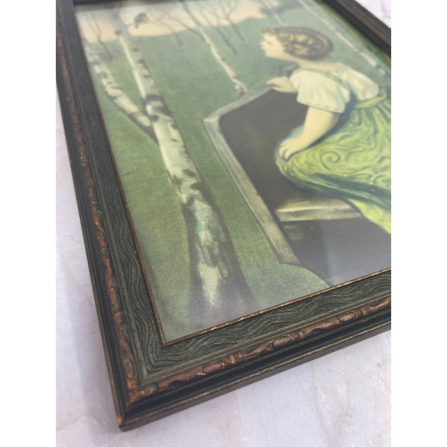 Framed Vintage Antique “Spring Song” Simon Glucklich Litho Print