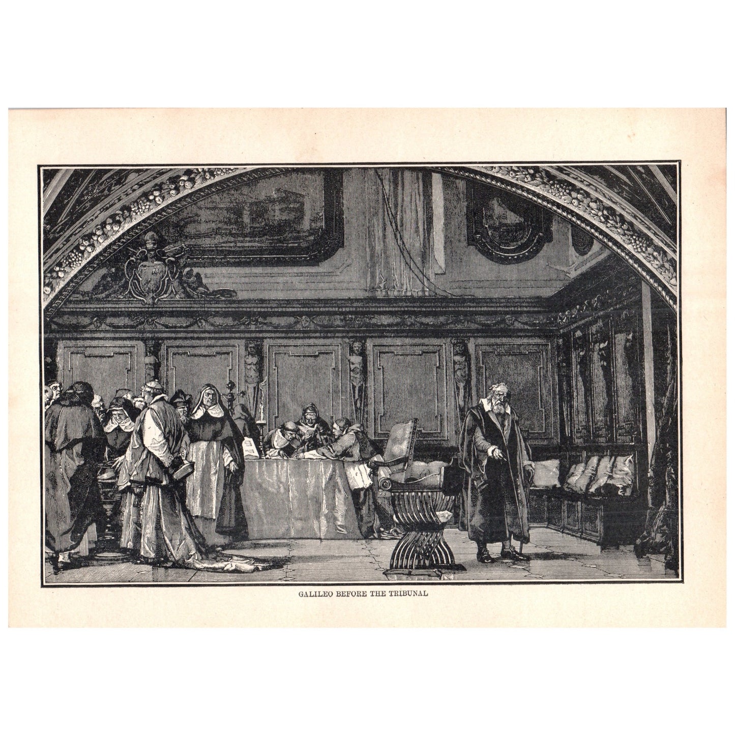 Galileo Before the Tribunal 1911 Engraving Print AF5-12