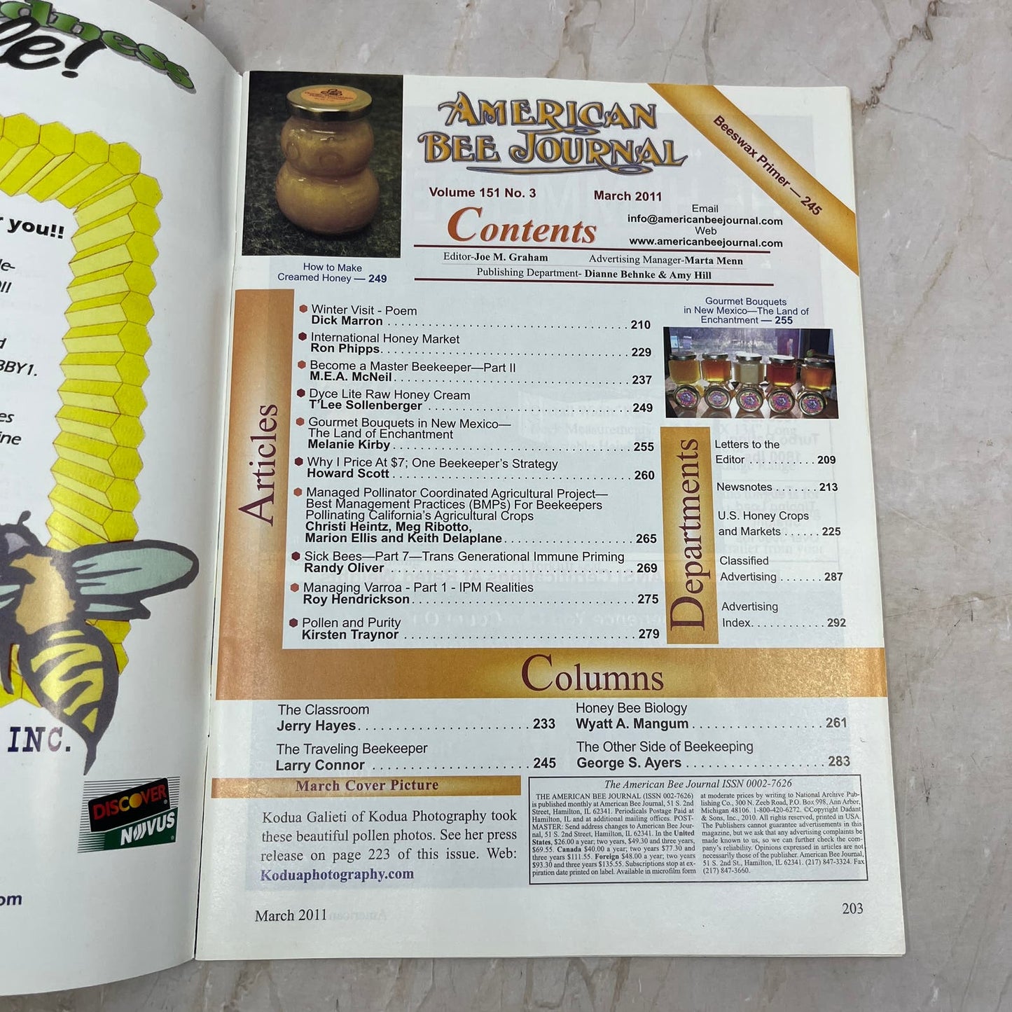 2011 March - American Bee Journal Magazine - Bees Beekeeping Honey M9