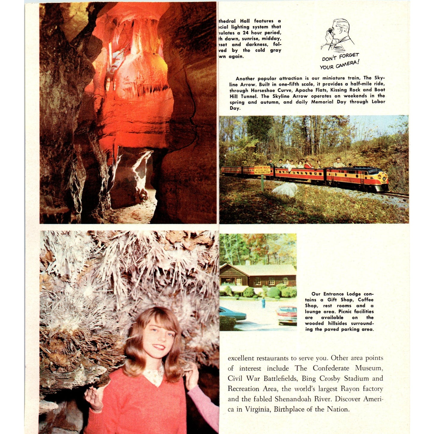 1970s Virginia's Famous Skyline Caverns Front Royal Travel Brochure TF4-BC