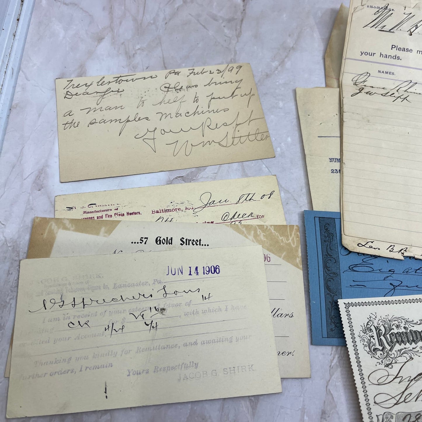 1893-1908 Huge Lot of Documents N.H. Sprecher's Sons Ephrata PA AE8