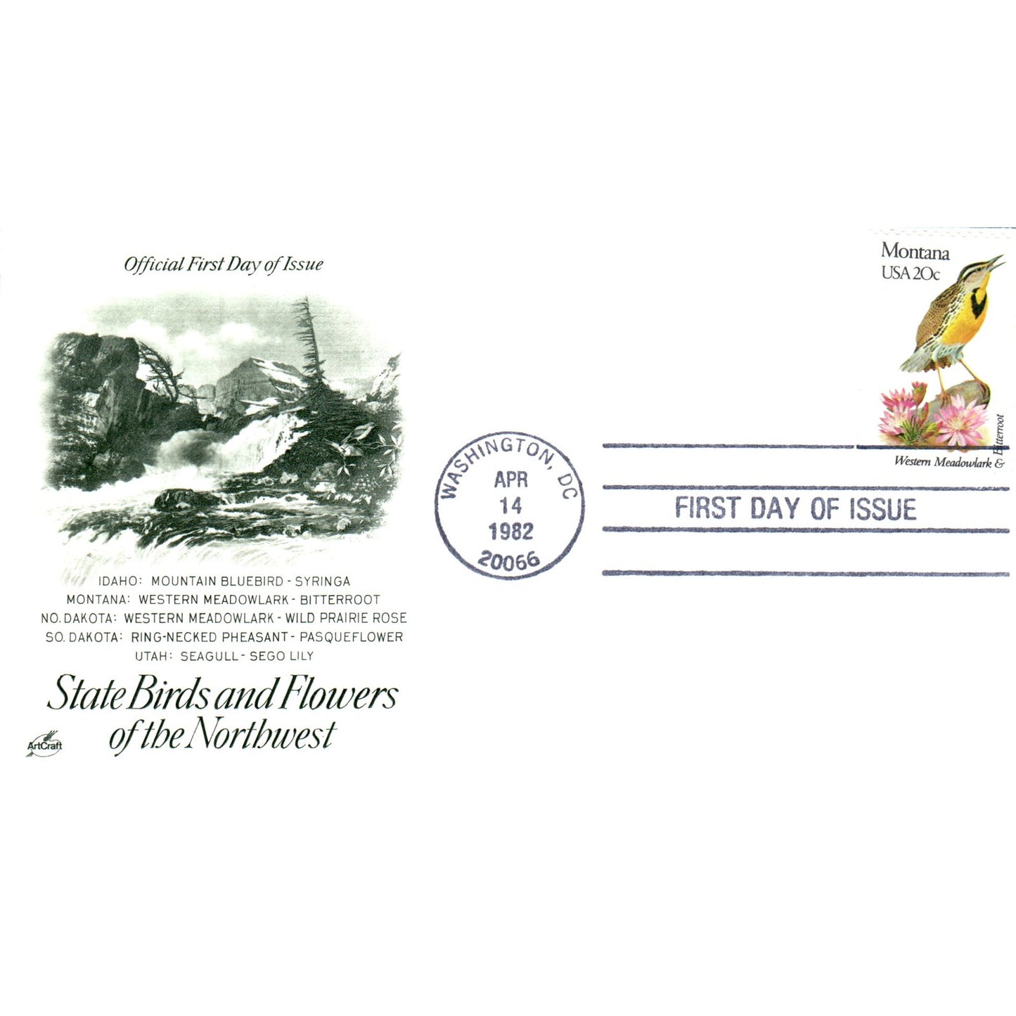 Montana 1982 State Birds & Flowers of The Northwest First Day Issue TJ5-PC1