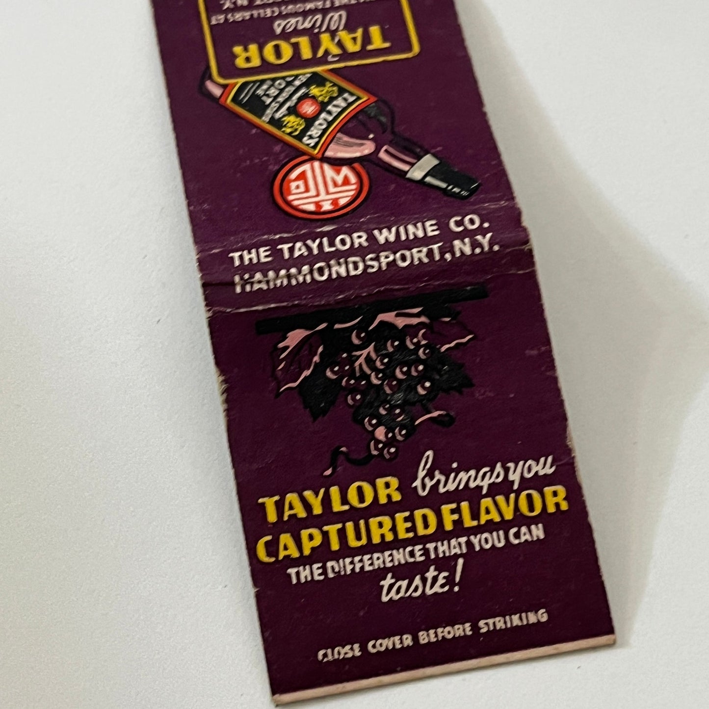 The Taylor Wine Co Hammondsport NY Vintage Matchbook Cover TB6-MB1-13