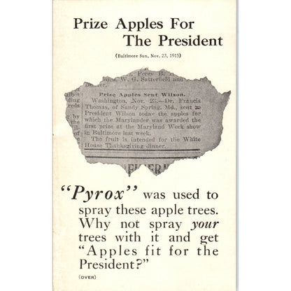 1915 Pyrox Spray "Prize Apples for the President" Advertising Card AD8-Q2