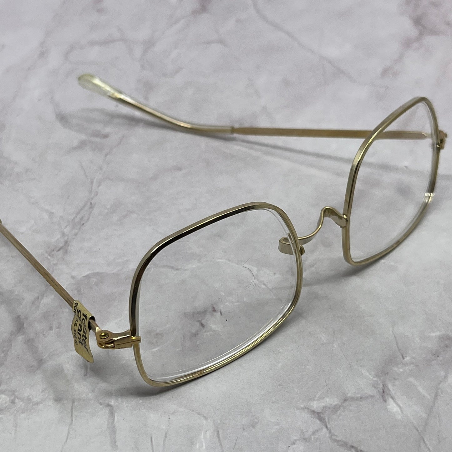 Vintage Foster Grant Gold Tone Rectangle Glasses New Unused NOS TC5-FG