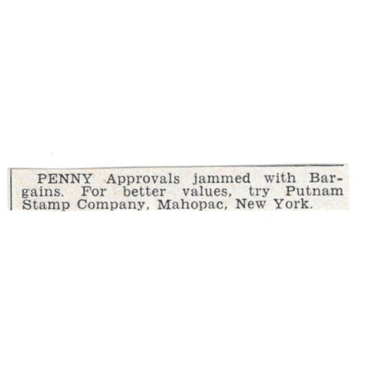 Penny Approvals - Putnam Stamp Company, Mahopac NY 1955 Ad AG1-S7