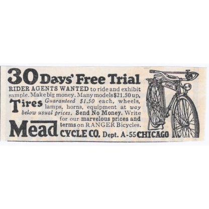 Mead Cycle Co. Bicycles Chicago IL 1928 Original Magazine Advertisement AE5-SE