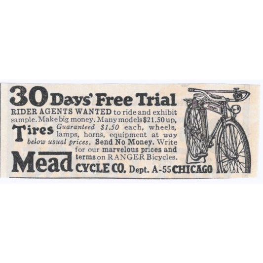 Mead Cycle Co. Bicycles Chicago IL 1928 Original Magazine Advertisement AE5-SE