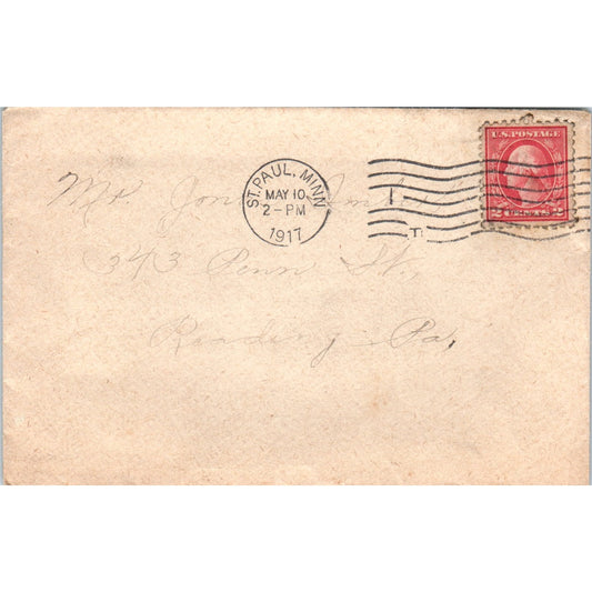 1917 St. Paul MN to Jonas Imber Reading PA Postal Cover Envelope TG7-PC1