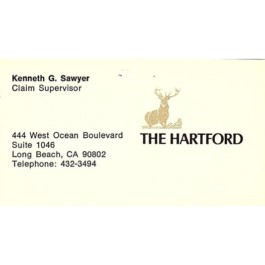 Kenneth G Sawyer The Hartford Long Beach Vintage Business Card SD9-B11