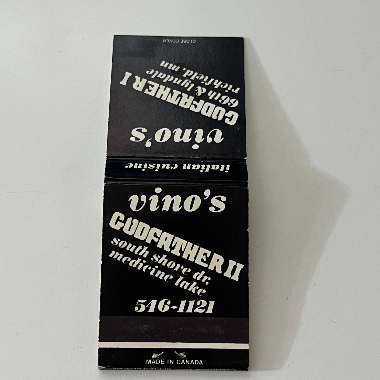 Vino's Godfather I & II Restaurant Richfield MN Vintage Matchbook SC4-R7