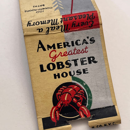 Hotel Highland Springfield MA Lobster House Vintage Matchbook Cover MM3-1