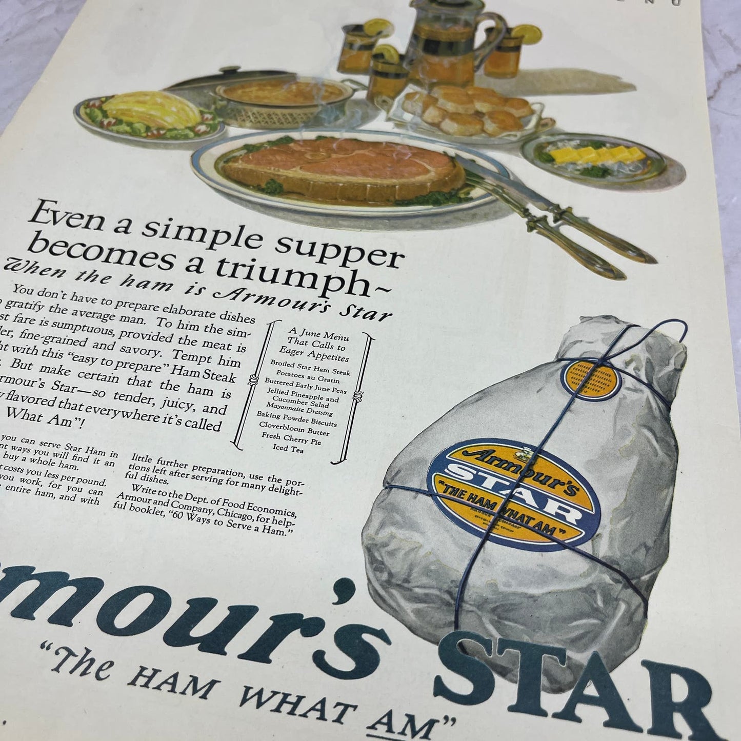 Armour Star Ham What Am  1924 Magazine Ad FL6-11