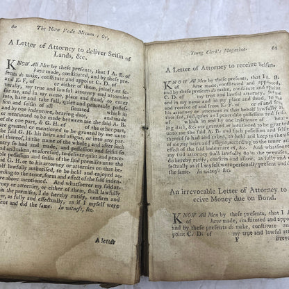 1794 The New Vade Mecum Young Clerk's Magazine Law Book Thomas Spencer TG8-B6