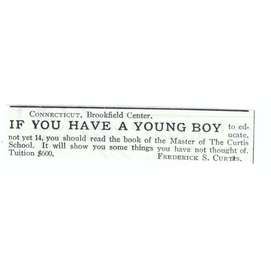 The Curtis School Brookfield Center CT Frederick S. Curtis 1903 Ad AF7-SS2