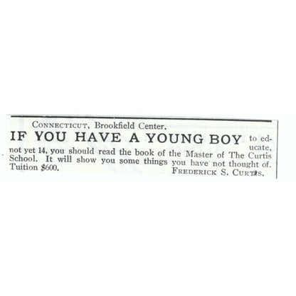 The Curtis School Brookfield Center CT Frederick S. Curtis 1903 Ad AF7-SS2
