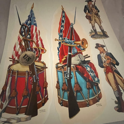Vintage Frederick Elmiger Revolutionary War Mounted Cutouts 12x16" Art Print FL1