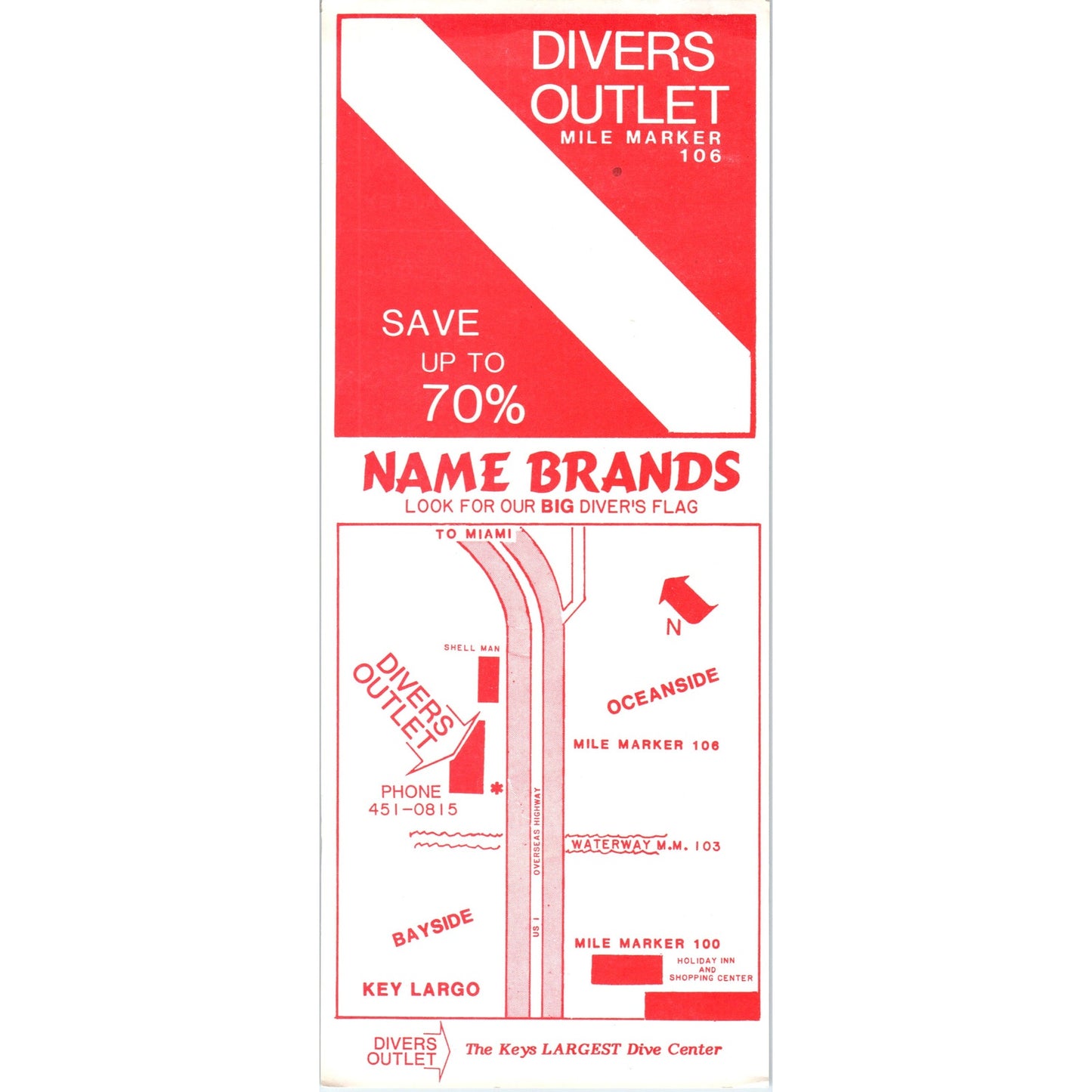 1980s Key Largo Divers Outlet Florida Leaflet TF4-BA