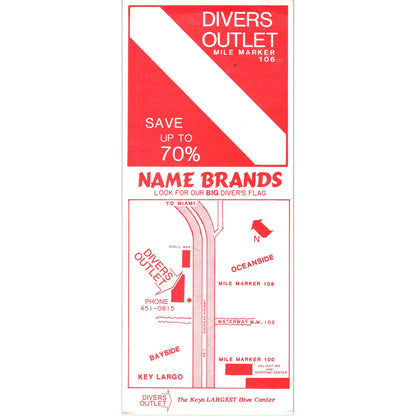 1980s Key Largo Divers Outlet Florida Leaflet TF4-BA