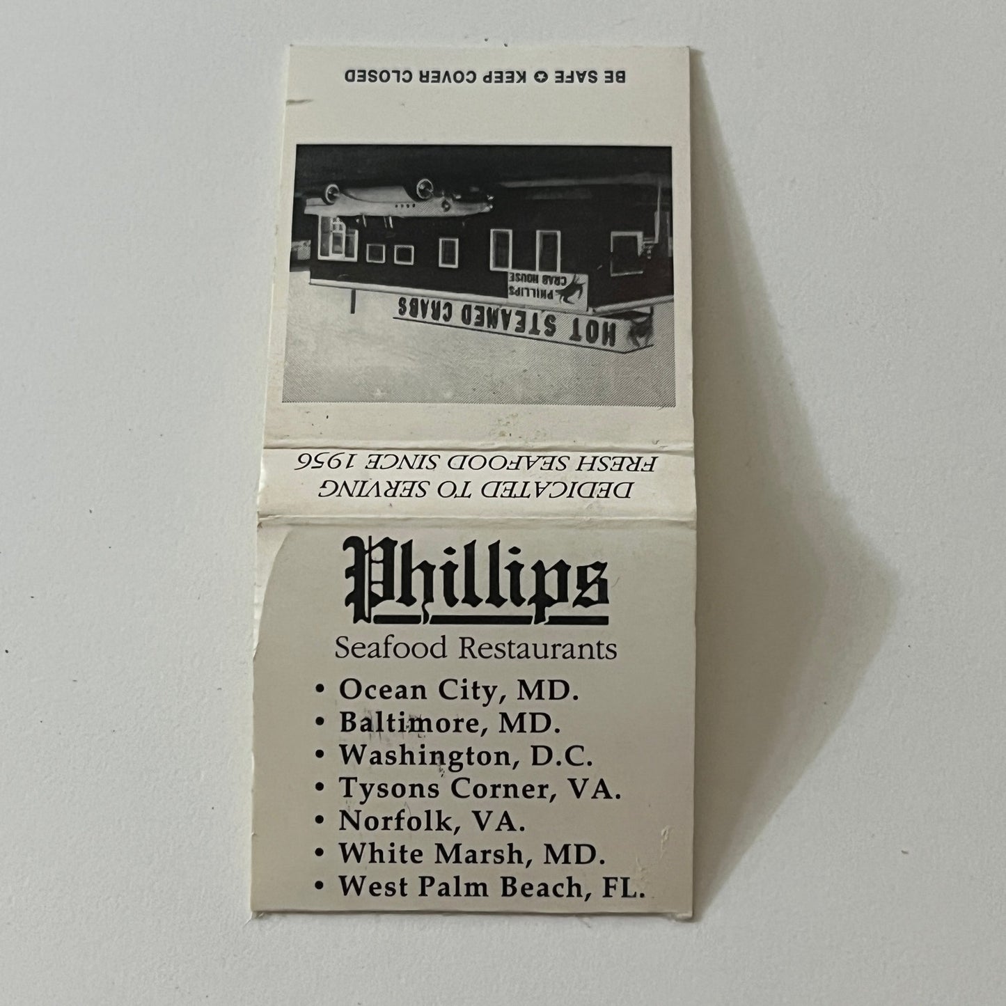 Phillips Seafood Crab House Ocean City MD Vintage Matchbook TB6-MB2-11