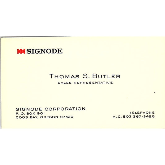 Signode Corporation Thomas S Butler Coos Bay Vintage Business Card SB4-B9